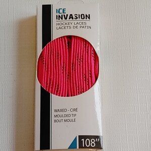 ICE INVASION Hockey Laces Pink Waxed Moulded Tip 108" BNIP